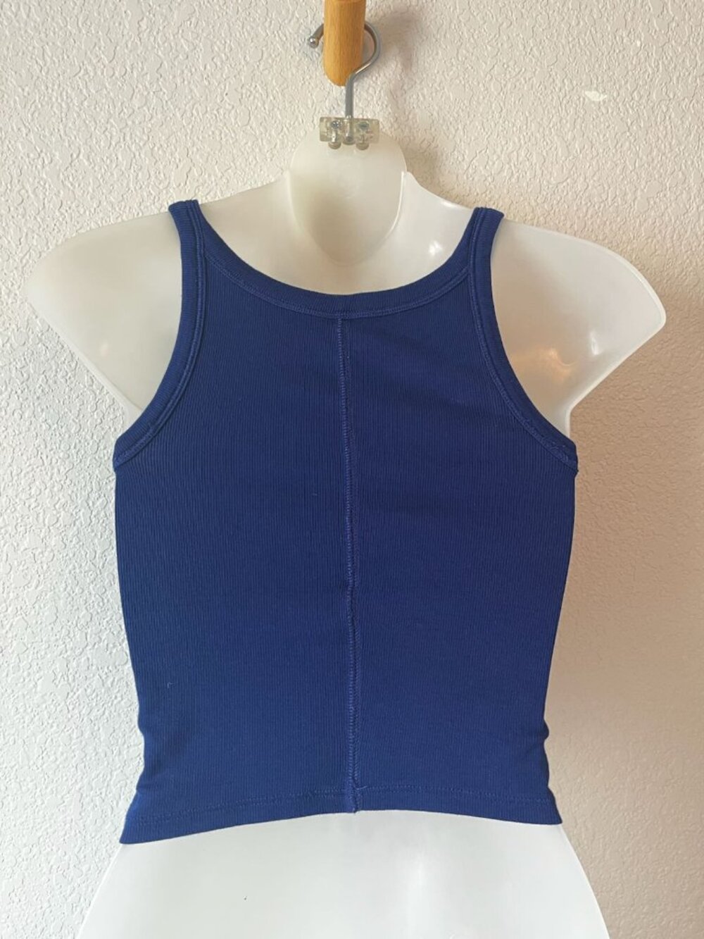 Everlane Blue Ribbed Crop Tank S